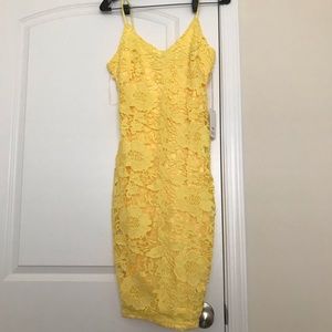 Yellow Lace spaghetti strap dress